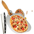 Kitchen Tools Aluminum Pizza Safety Transfer Shovel with Wood Handle for Baking & Serving Pizza Peels