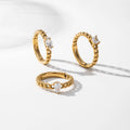 YF3691 Wholesale Fashionable Waterproof Stainless Steel Jewelry 18k Gold Plated Personalized Chain Style Zircon Ring