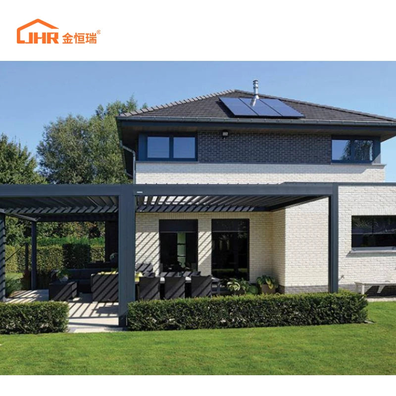 Outdoor Louver Sun Awnings Patio Terrace Canopy Waterproof Electric Gazebo Bioclimatic Louvered Aluminum Pergola