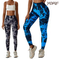 YOKE Wholesale Tie Dye Seamless Fitness Yoga Women's Pants Sports High Waist Pants Leggings Scrunch Butt Leggings