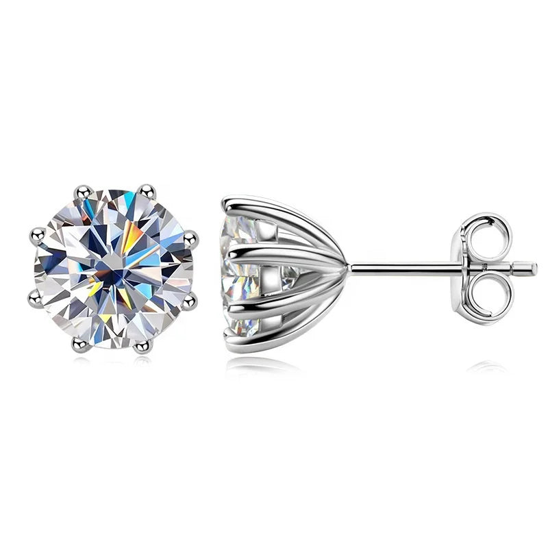 Gra Certified White Vs Moissanite Diamond Men's Earrings 925 Sterling Silver 18k Gold Women's Wedding Jewelry