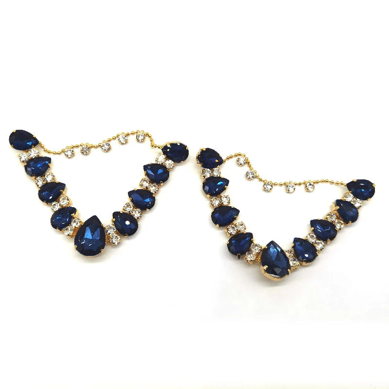 Women Sandals Decoration Rhinestone Shiny Decorative Blue Shoe Buckle Chain Beach Shoes Accessory