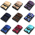 New Men's Classic Paisley Striped Polyester Jacquard Tie Bow Tie Pocket Square Cufflinks Set Custom Logo Print Design for Suits