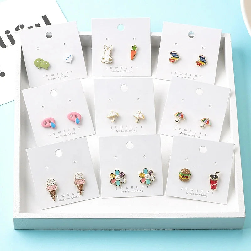 2023 Fashion Cute Asymmetrical Dripping Earrings Heart Ice Cream Earring Cartoon Stud Earrings for Women
