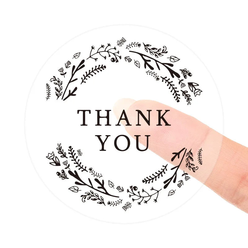 Custom Logo Self Adhesive Printing Clear Stickers Waterproof Thank You Transparent Labels  for Gift Packing