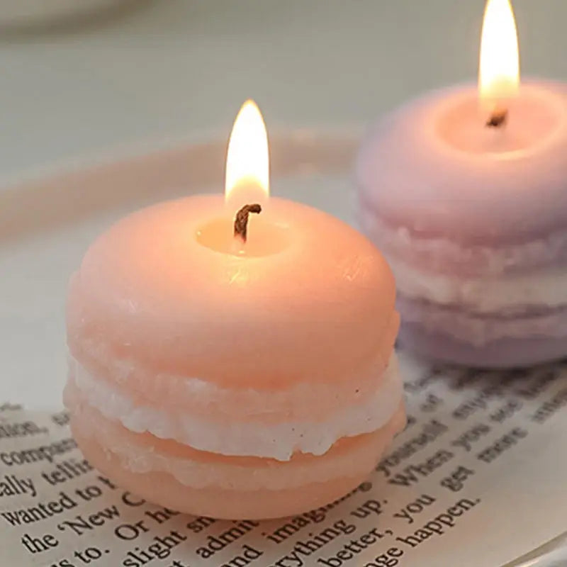 Wholesale Cute Mini Gift Macaron Scented Candles Handmade Cake Food Scented Home Decoration Soy Wax Candle