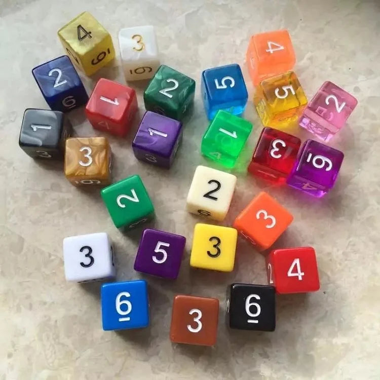 Tabletop Gaming D6 Dice Set Colorful Transparent Plastic Dice for RPG Board Game Bar Casino Family Party Digital Dice