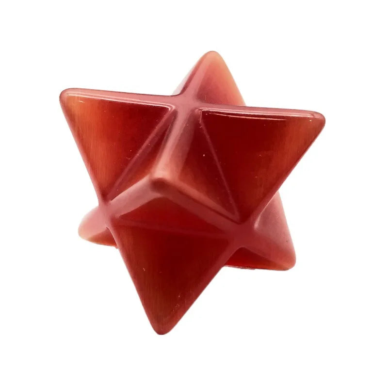 Huiying Red Color Opal Merkaba 1 inch Carved Natural Healing Crystal Merkaba For Home Decor