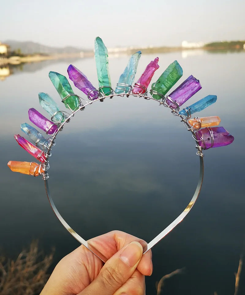 DIY DIY Popular Wholesale Crystal rainbow comb with Aura Mixed Quartz Stone HY