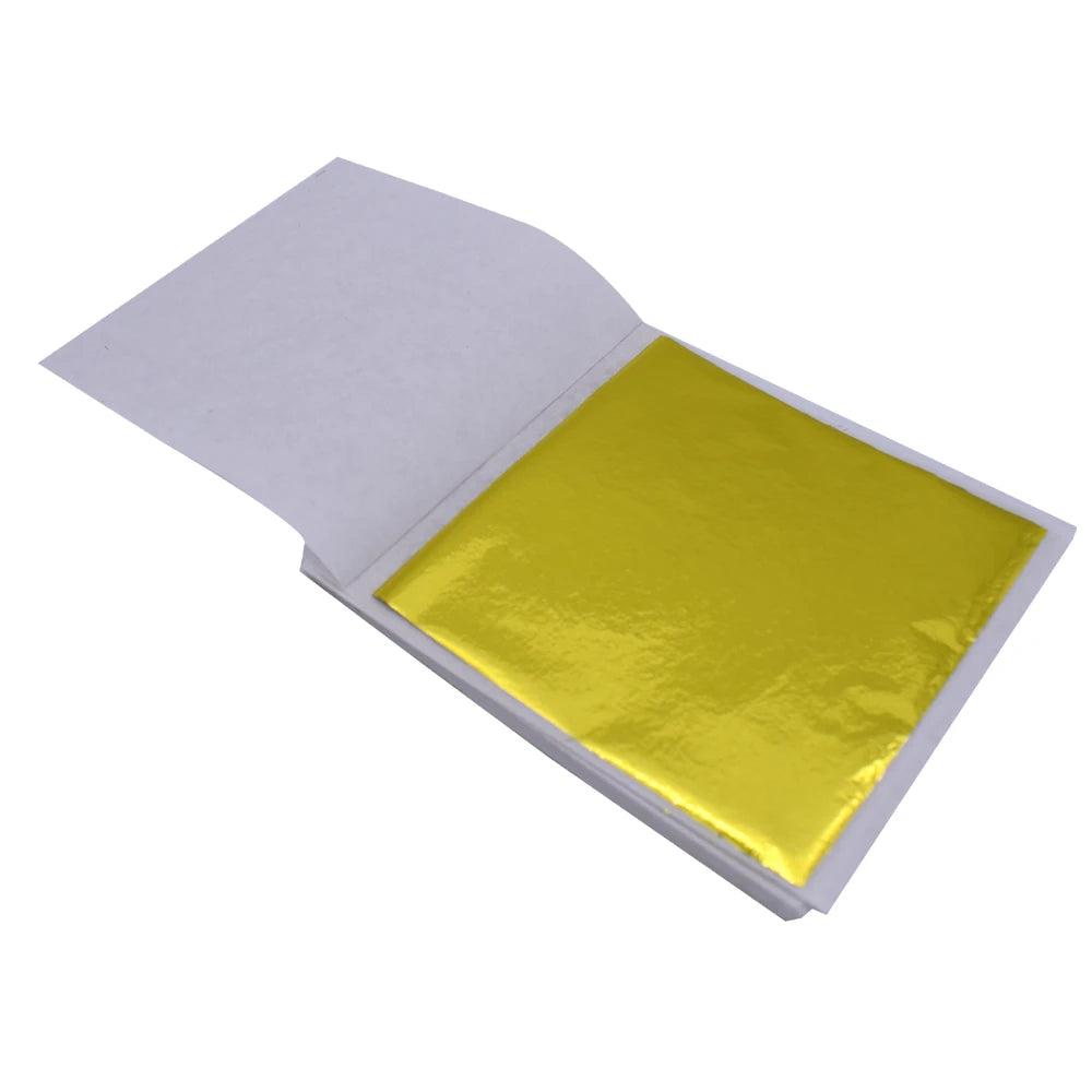 Hot Sell 8 X 8.5 Cm 500 Piece a Pack Yellow Imitation Gold Leaf Foil Gilding Wall Art Crafts House Furniture Taiwan Gold Sheets