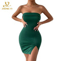 Clothing Factory Wholesale Custom Solid Color Ladies Summer Dark Green Tight Sleeveless Mini Skirt Short Style Tube Dress Top
