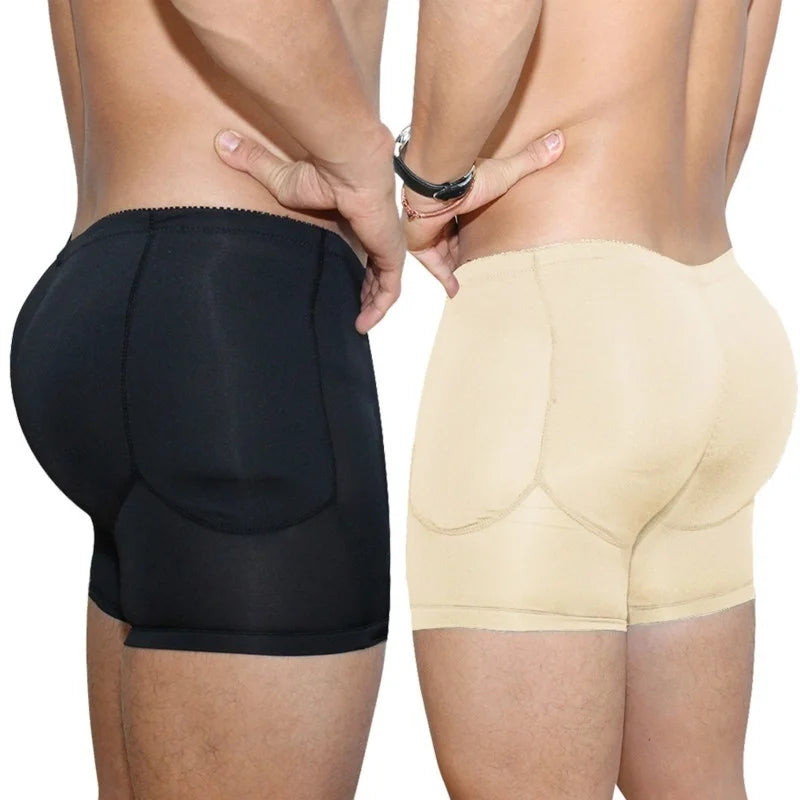 Men Padded Butt Enhancer Booty Booster Molded Boyshort Shapewear Underwear Boxer Men's Tuck in and Hip Lifting Shorts Gym Wear