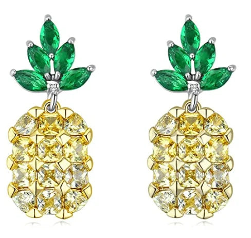 Fashion Cute Gold Pineapple Stainless Steel Pendant Earrings Stud Earrings for Women