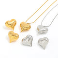 Joolim Jewelry 18k Gold Plated Irregular Grain Heart Pendant Necklace Geometric Link Trendy Stainless Steel Earring Set