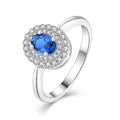 Qingxin Custom OEM Design 925 Sterling Silver Blue CZ Zirconia Wedding Rings for Women Simple Solitaire Geometric