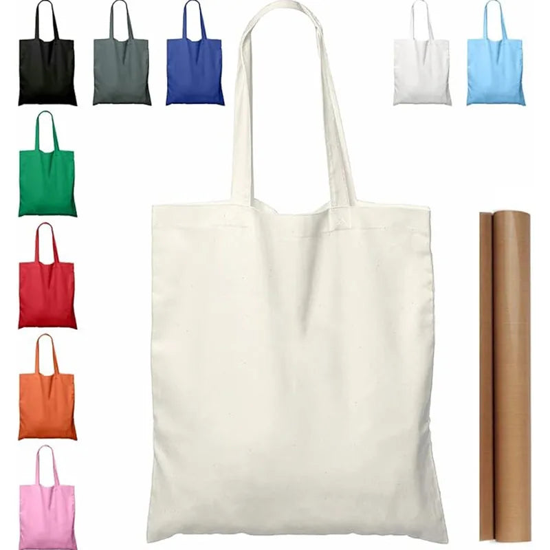 Custom Blank Personalized Reusable Eco-Friendly Recycled Cotton Canvas Medium Beach Tote Bag with Handled Print Logo