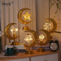 Moon Shape Ornament Display Stand Iron Stand with Star Lamp Ornaments LED String Lights Eid Ramadan Home Decorations HS1308