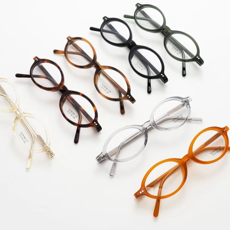 Retro Small Oval Transparent Acetate Optical Eyeglasses Frames for Boutique OEM Prescription Eyewear Supply MegaBDM