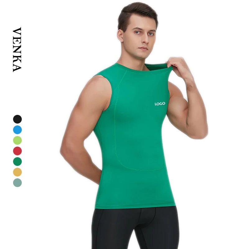 Men Tight-Fitting Training Vest Quick Drying Breathable Sleeveless Shirt Running Workout Wear Gym Fitness Basketball Tank Tops
