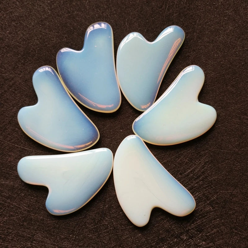 HY Hot Selling Private Label Custom Opalite Body Scraping Massage Tool Facial Natural Heart Facial Gua Sha