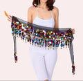 Bohemia Style Multicolored Sparkling Sequin Fringe Wrap Waist Skirt Hip Scarf for Belly Dance Performance Belt Chain Accessory