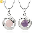 CSJA Fashion Gem Stone Necklace Silver Color Tiny Cabochon Reiki Crystal Pendants Charm Women Jewelry G502