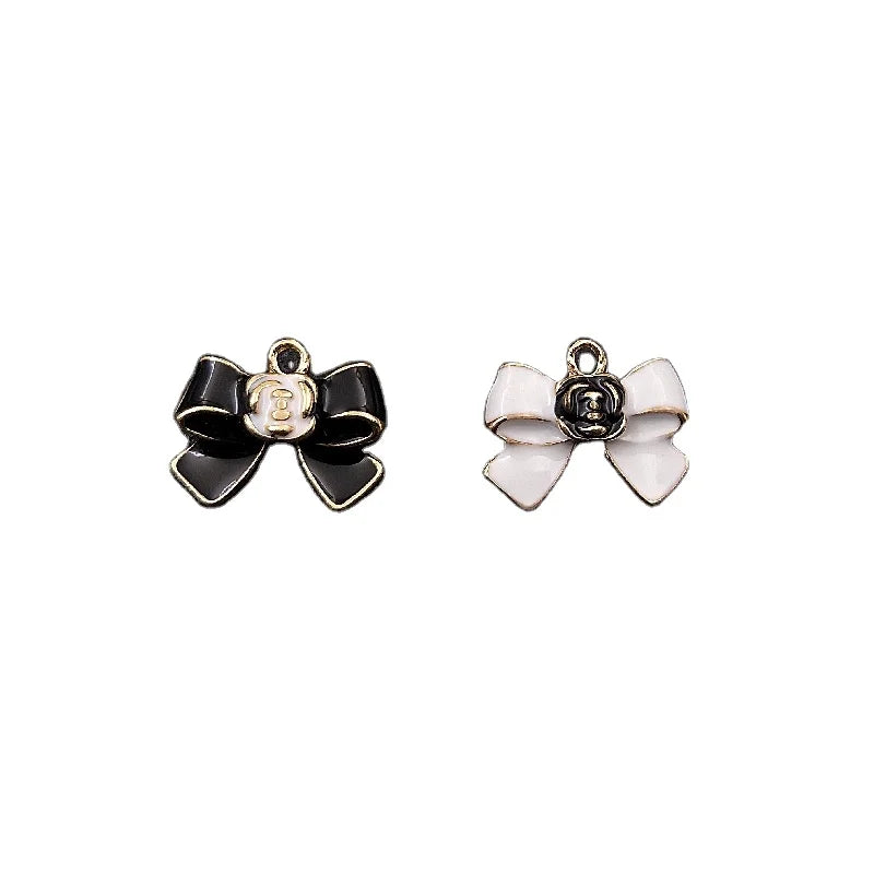 Bow Ornaments Necklace Charm Enamel Metal Bow Charm Mini Bow Pendant Bowknot Charms