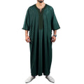 2024 Embroidered Moroccan Men's Muslim Thobe Robe Traditional Jibba Abaya Men's Clothing Jalabiya