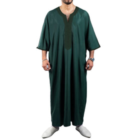 2024 Embroidered Moroccan Men's Muslim Thobe Robe Traditional Jibba Abaya Men's Clothing Jalabiya