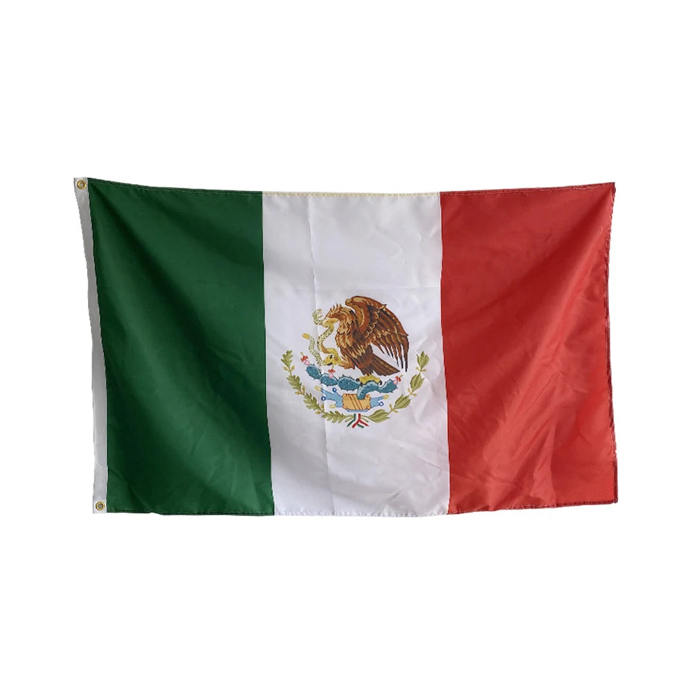 Customized Cheap Outdoor Polyester Mexican Flag for Sale Flags Banner With Logo Snap-On