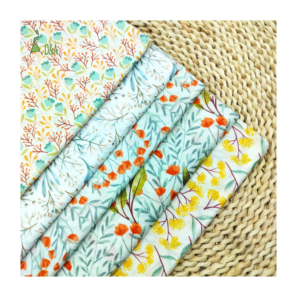 Wholesale Organic Combed Woven Lovely Leaves Floral Printed 100% Cotton Poplin Fabric Breathable Eco-Friendly Lightweight Cover