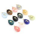 Natural Stone Stainless Steel Square Teardrop Charms Quartz Sun Cross Pendants Earrings Necklace for DIY Jewelry Making