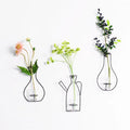 Living Room Hydroponic Flower Arrangement Container Nordic Creative Iron Wire Frame Glass Wall Hanging Vase