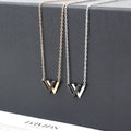 18K Gold Plated Double V Letter Pendant Necklace Titanium Steel Orthodox Religious Elegant Couple Jewelry