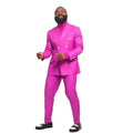 Handsome Fuchsia Plus Size Grooms Men Suits Double Breasted  Blazer Designed Party Wedding Prom Jacket Pants Outfits