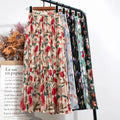 Floral Print Women Elegant Skirt High Waist Summer Beach Chiffon Dress Lady Casual Long Skirt