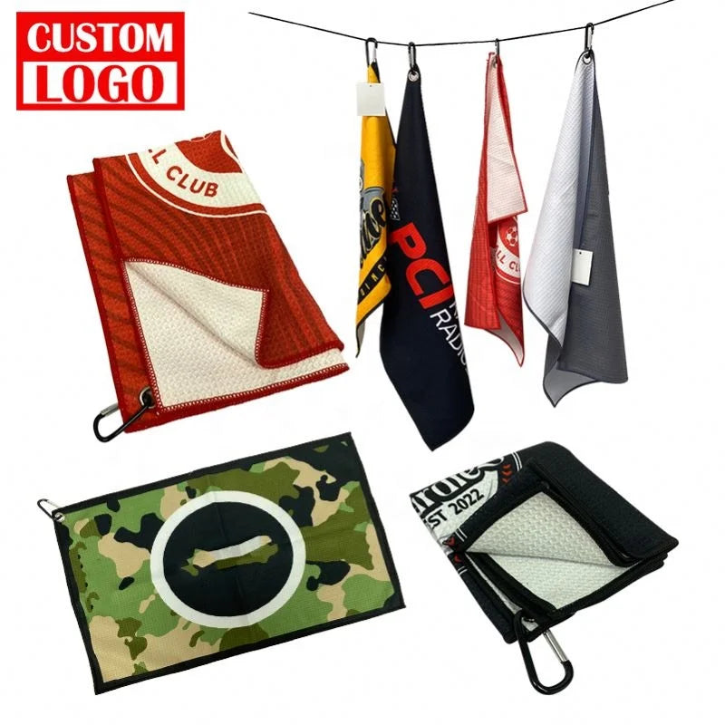 Wholesale Logo Printed Sublimation Golf Towel Personalised Custom Sublimation Printed Golf Towel Gift Set