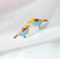 Minimalist South Korea Fashion 925 Sterling Silver Enamel Bird Stud Earrings Jewelry for Girls