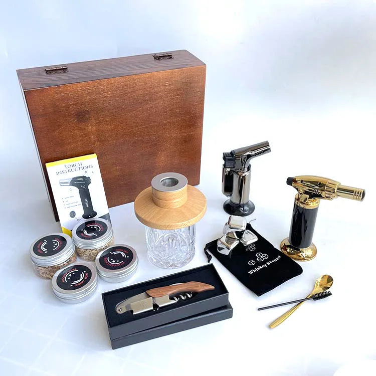 Hot Present Box Whiskey Cocktail Smoker Wood Cocktail Smoker Kit with Torch