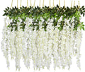 12 Pack 3.75 Feet/Piece Artificial Faux Wisteria Vine Hanging Garland Silk Flowers String Home Party Wedding Decor