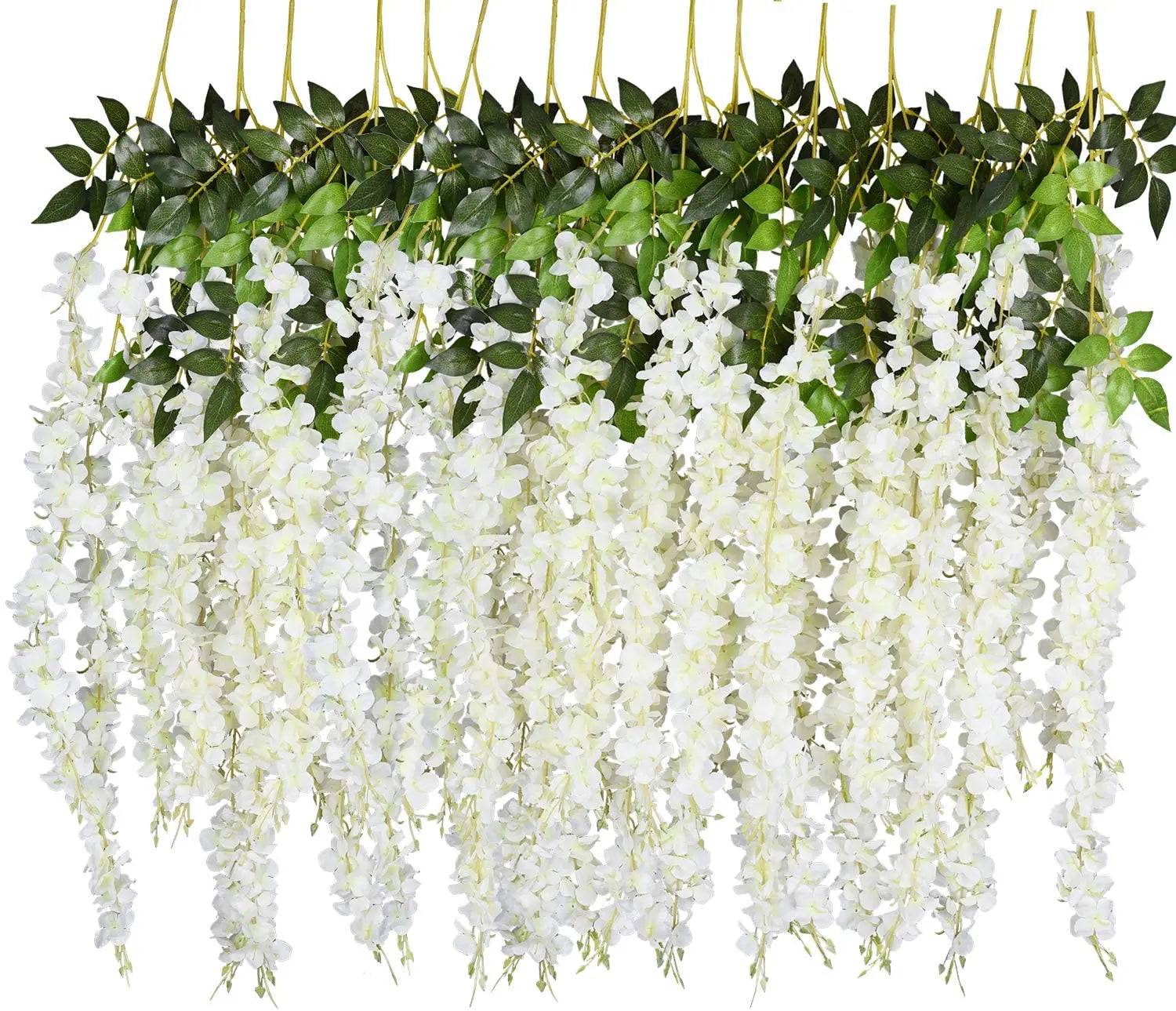 12 Pack 3.75 Feet/Piece Artificial Faux Wisteria Vine Hanging Garland Silk Flowers String Home Party Wedding Decor