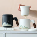 Tea Cup Ceramic Filter With Cover Home Office Tea and Water Separation Teacup Mug Water Cup