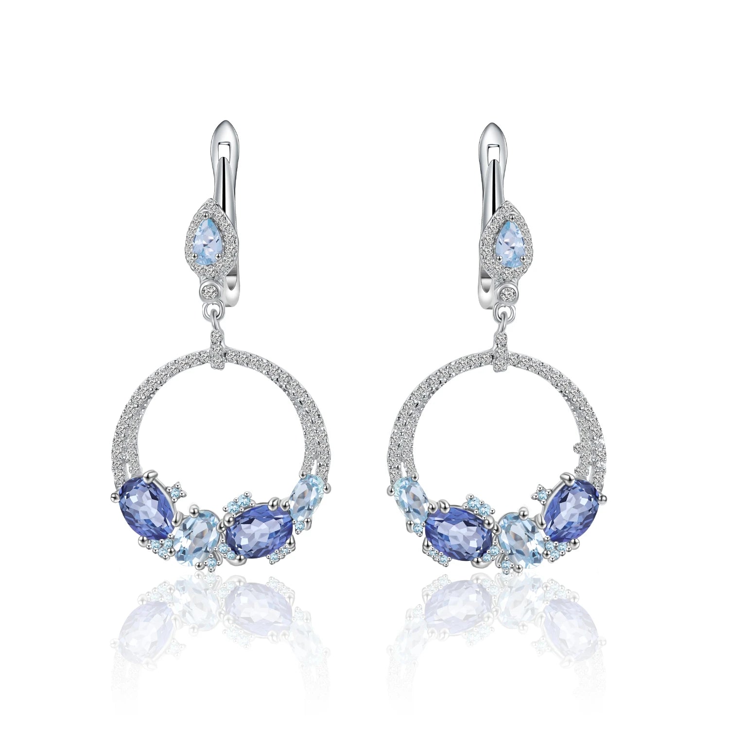 C3080 Abiding Jewelry Custom Earring 925 Sterling Silver Colorful Natural Gemstone Drop Earrings for Young Ladies