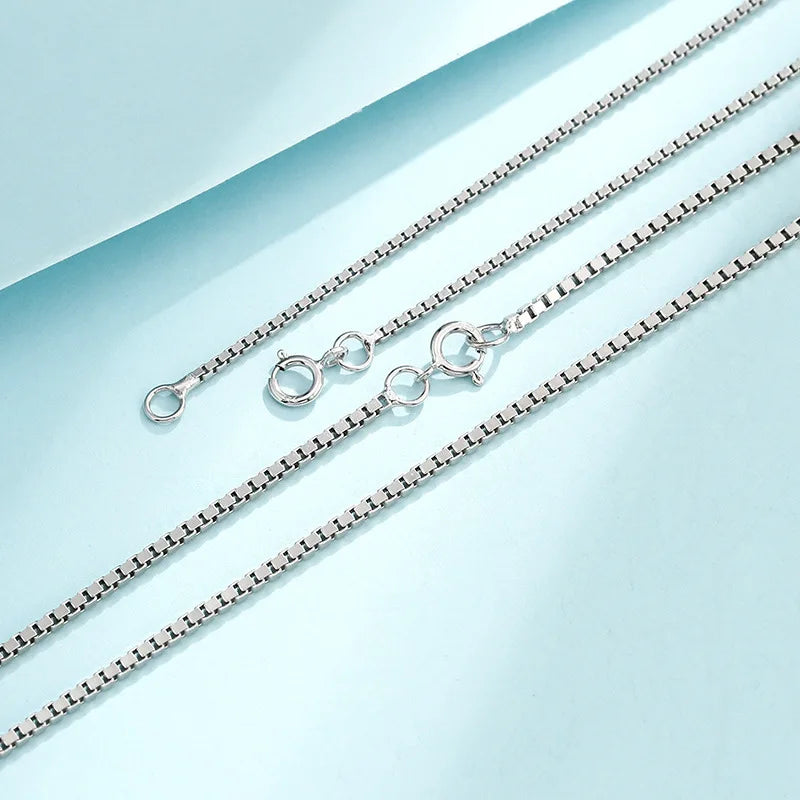 New Versatile Jewelry Simple Necklace Box Chain Jewelry S925 Sterling Silver Chain Choker for Men and Women