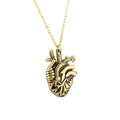 Merryshine Men's Stainless Steel Anatomical Heart Necklace Gold Plated Jewelry Gift for Couples Featuring Diamond and Pearl