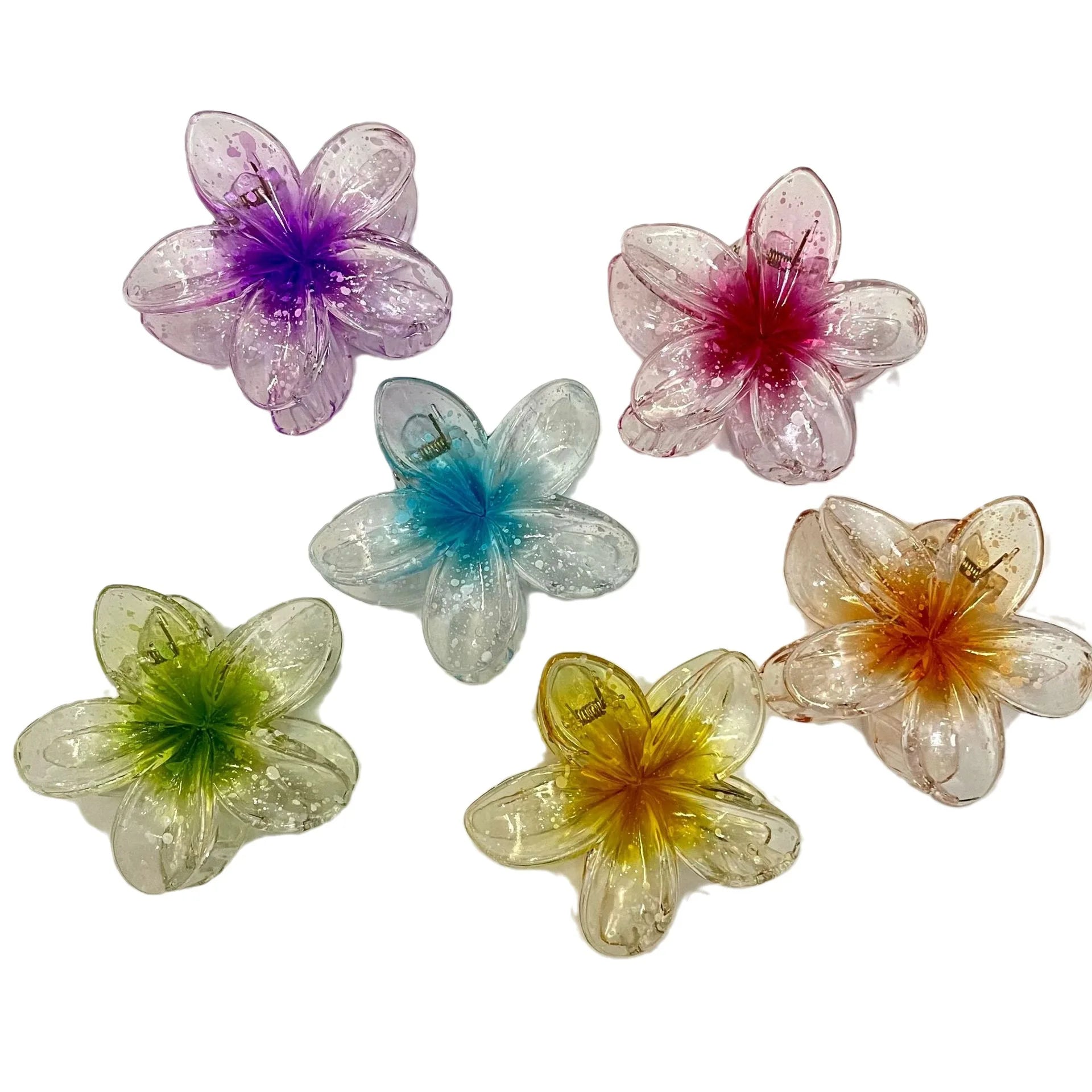 Wholesale Christmas Hair Claws Fashion Transparent Hibiscus Flower Hair Clip Claw Large Korean Claw Clips for Women