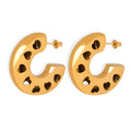 C-Shaped Hollow Out Hoop Earrings for Women