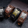 Punk Nordic God Rune Wide Leather Bracelet Viking Solomon Totem Men Leather Bracelet