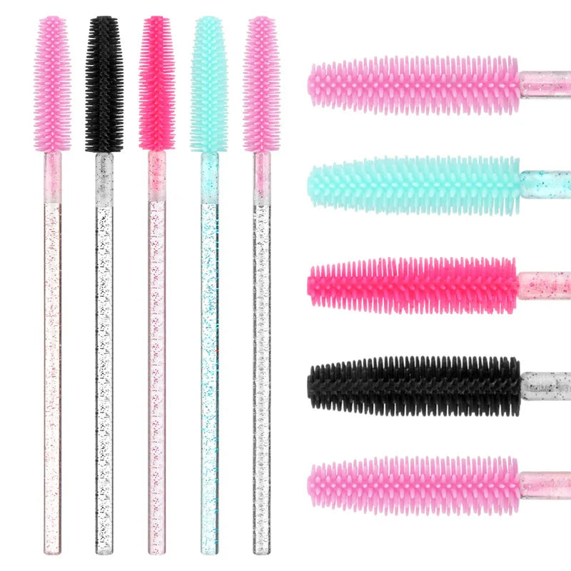 Crystal Silicone Mascara Wands Disposable Eyelash Brushes for Extensions Lash Applicators Makeup Tool Kit
