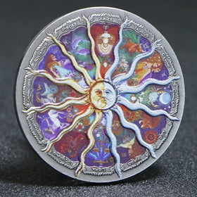 Wholesale Twelve Constellations Commemorative Coin Exquisite Colored Silver Coin for Collection